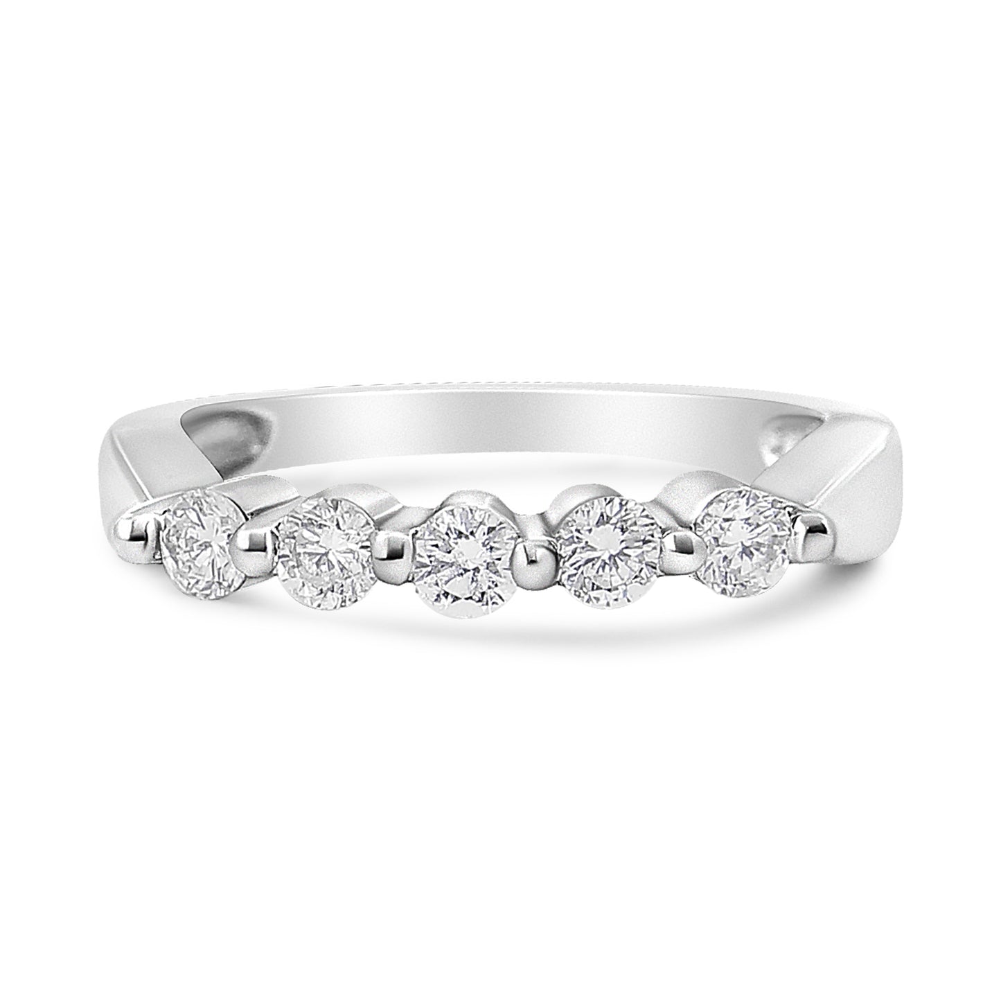 Bague de fiançailles en diamant à 5 pierres en or blanc 14K