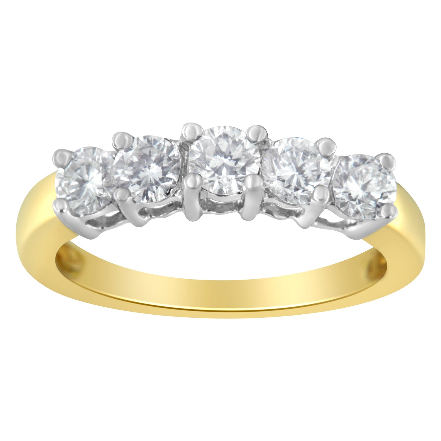 Bague de fiançailles en diamant à 5 pierres en or bicolore 14KT