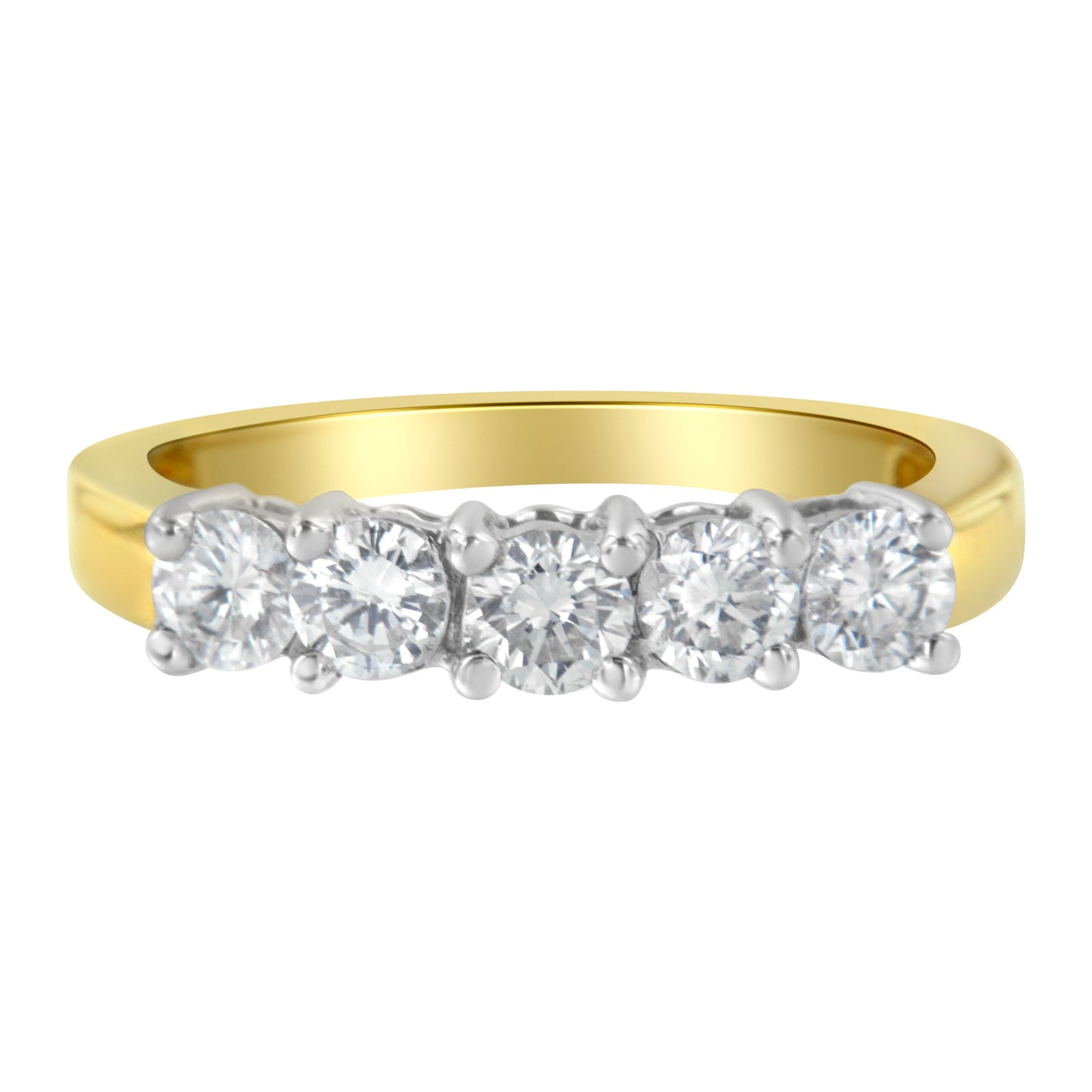 Bague de fiançailles en diamant à 5 pierres en or bicolore 14KT