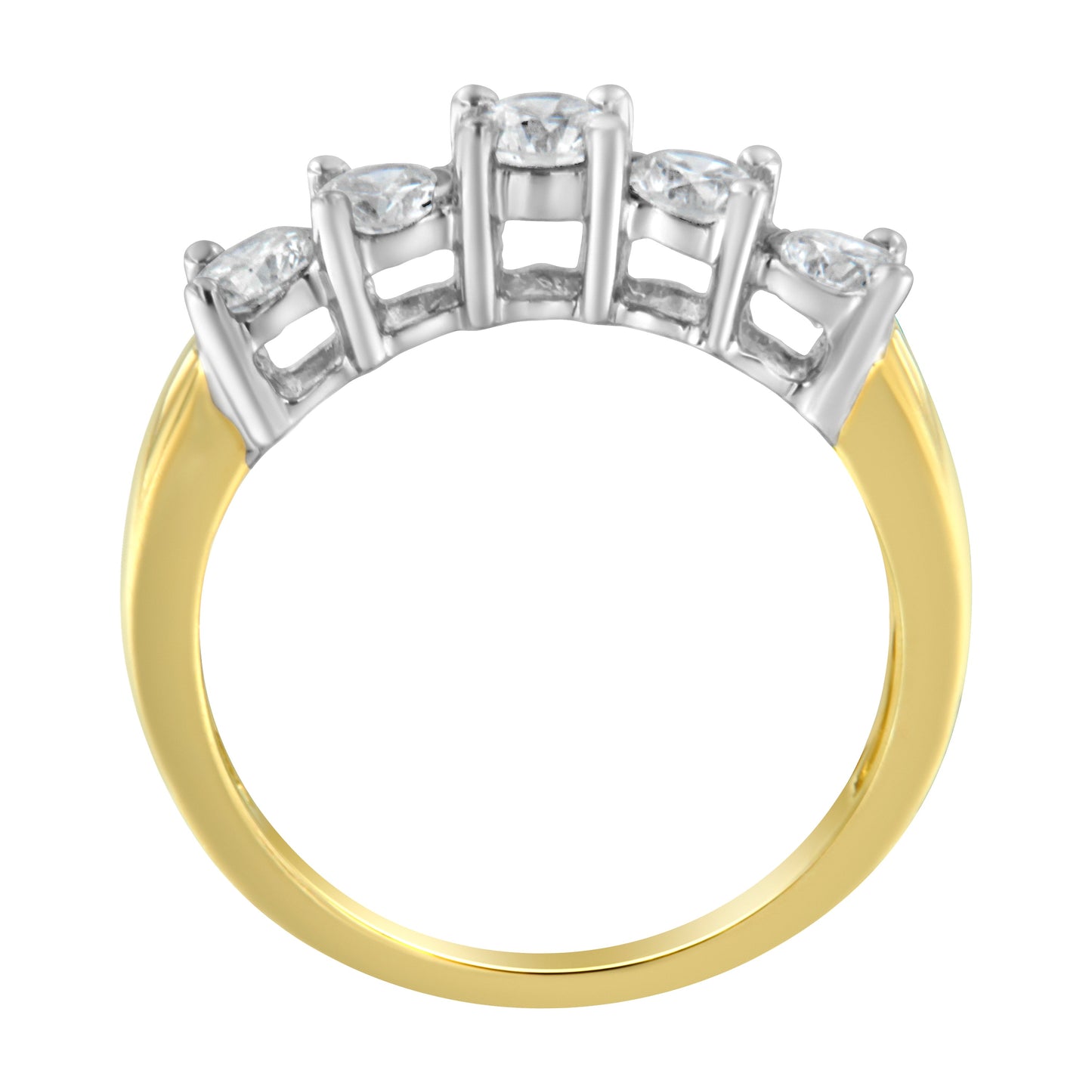 Bague de fiançailles en diamant à 5 pierres en or bicolore 14KT