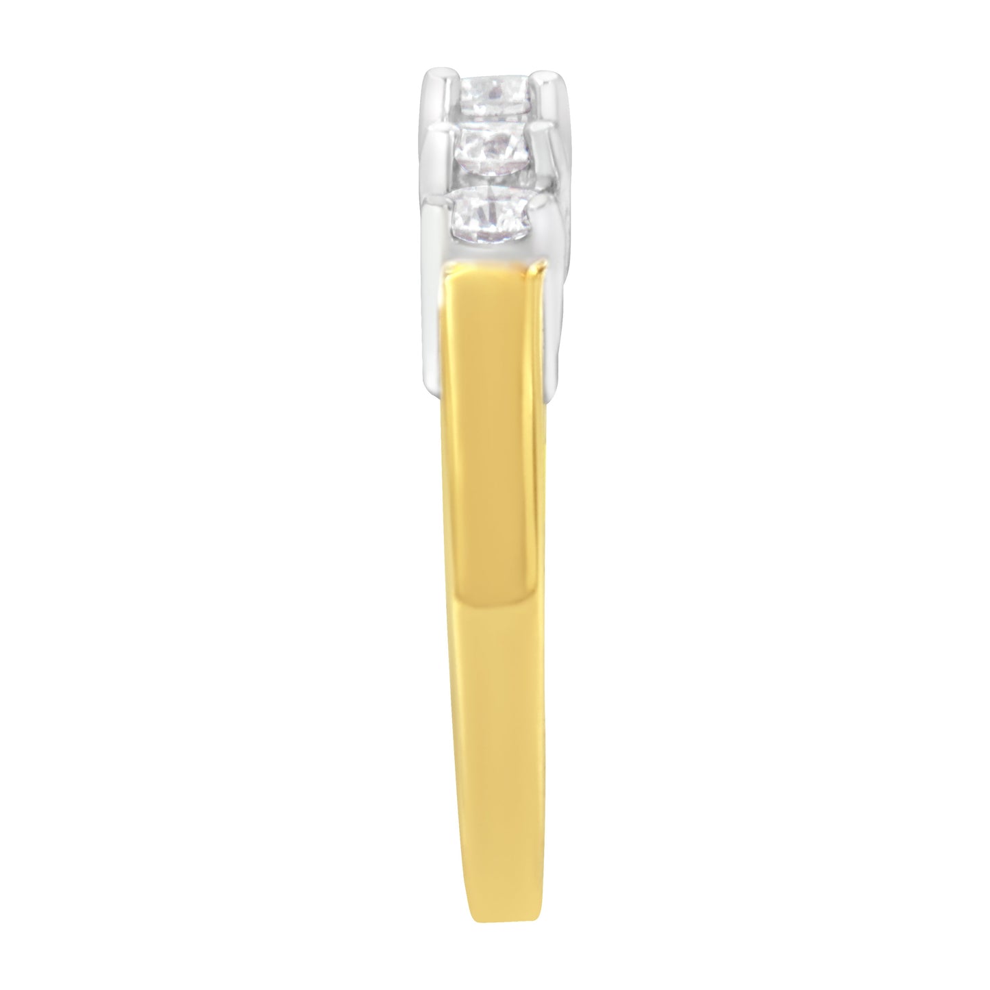 Bague de fiançailles en diamant à 5 pierres en or bicolore 14KT