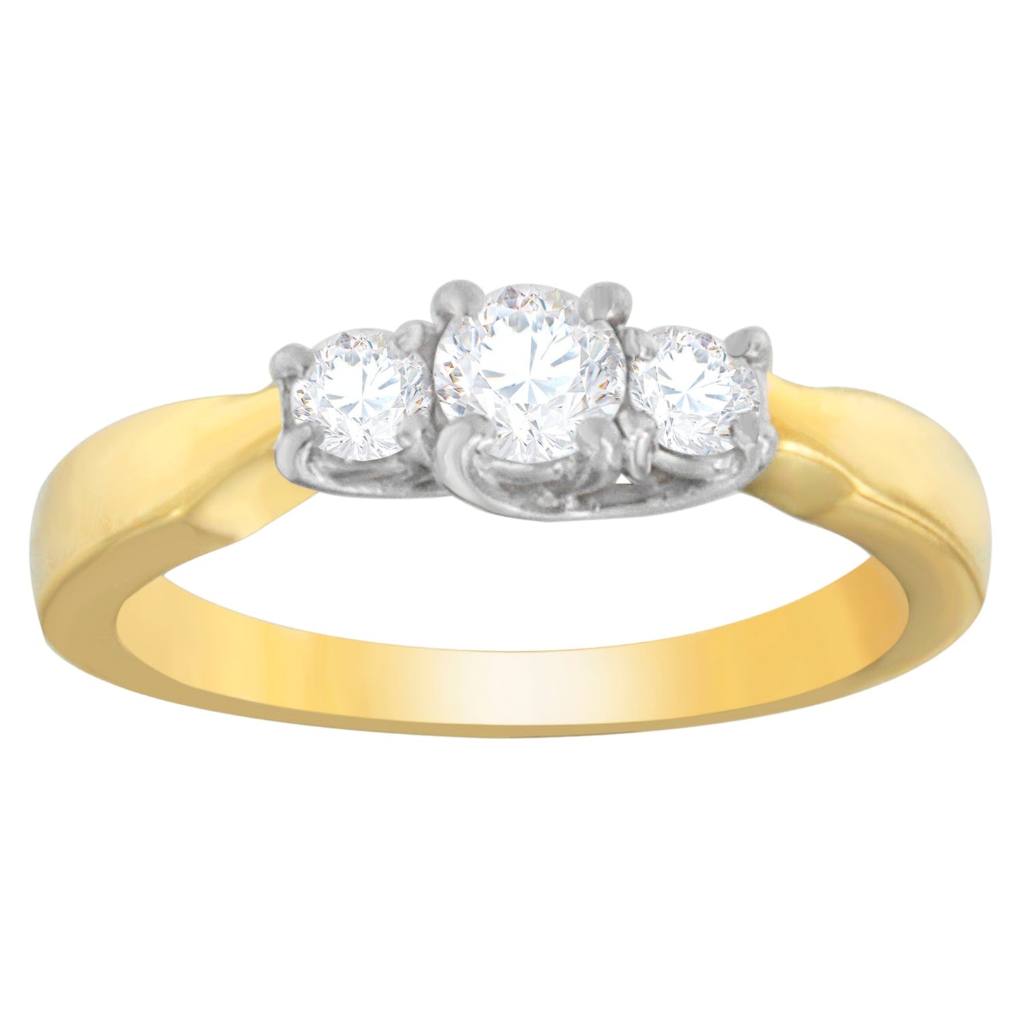 Bague de fiançailles en diamant taille ronde en or bicolore 14K
