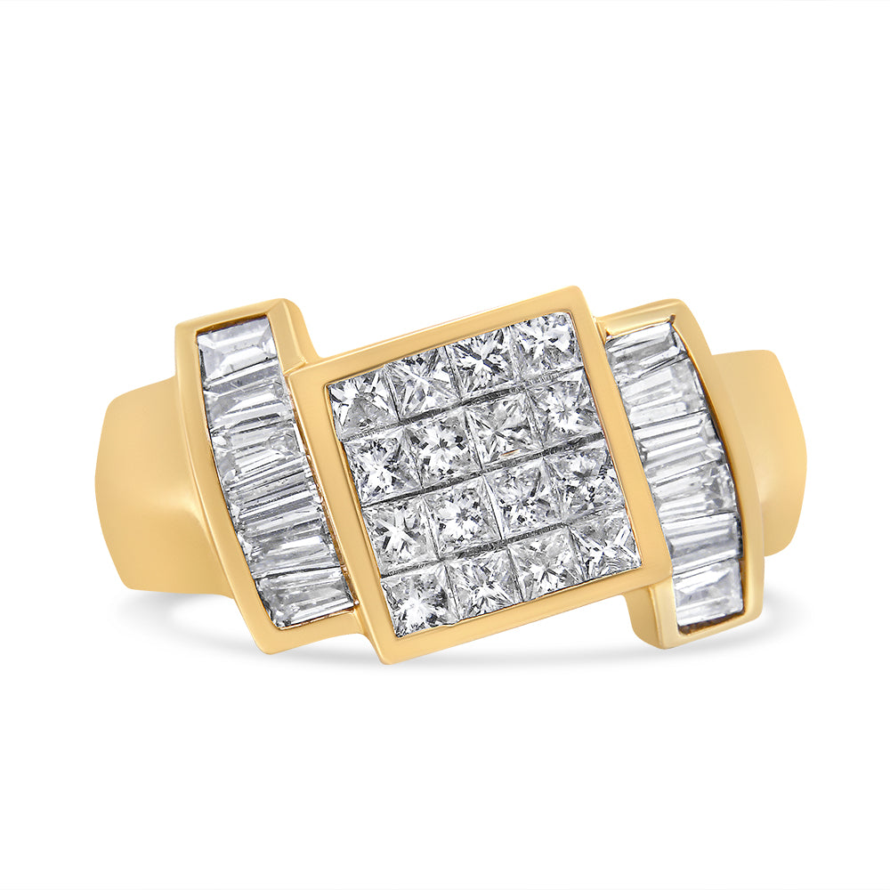 Anillo de cóctel de diamantes de oro amarillo de 14 quilates