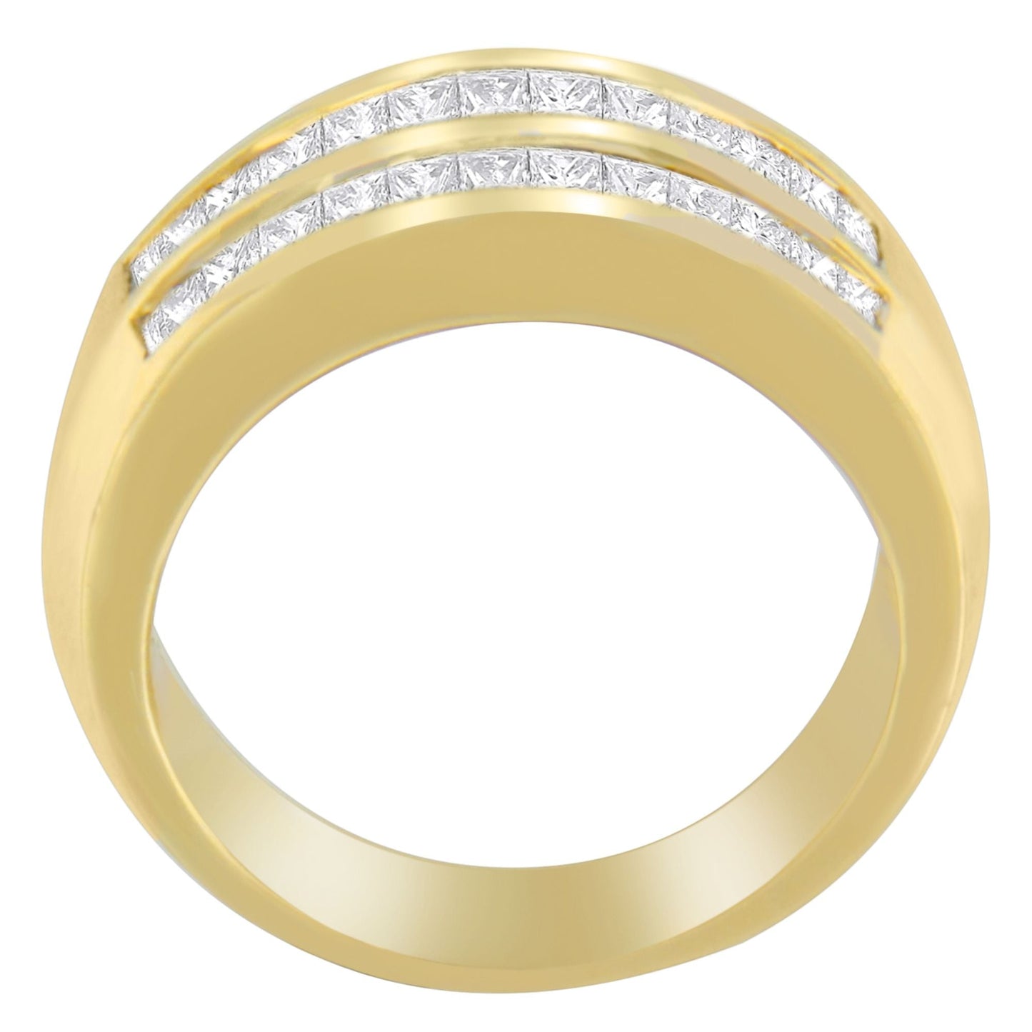 Bague en diamant princesse et baguette en or jaune 14K 1ct. TDW