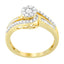 10K Yellow Gold Diamond Cluster Engagement Ring - Size 6