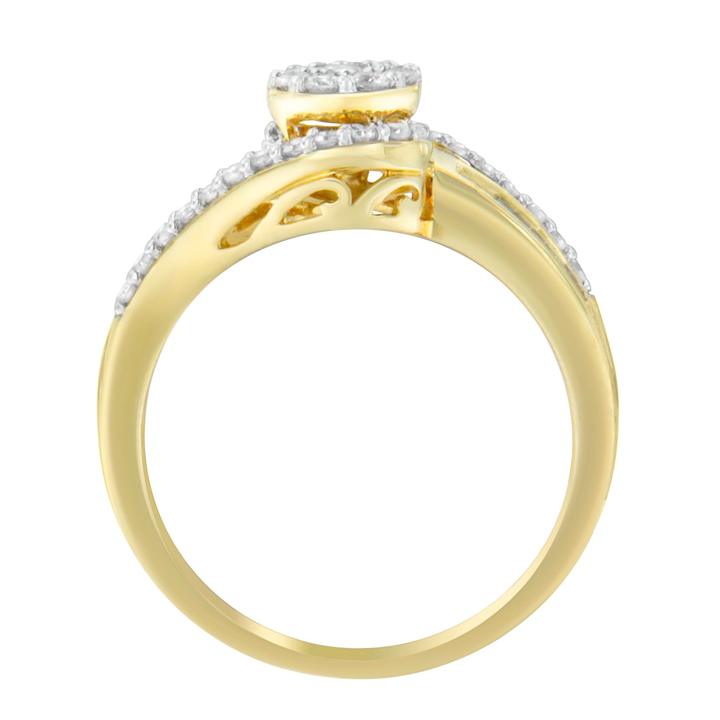 10K Yellow Gold Diamond Cluster Engagement Ring - Size 6