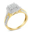 10K Yellow Gold 1.0 Cttw Diamond Composite Cushion Halo Engagement Ring