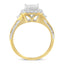 10K Yellow Gold 1.0 Cttw Diamond Composite Cushion Halo Engagement Ring