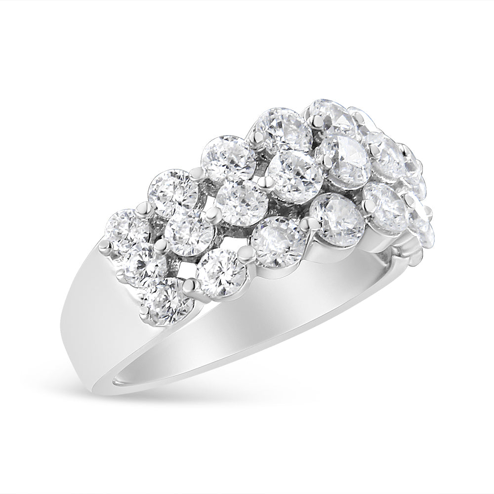 Bague en Or Blanc 10K avec Diamants Ronds de 2 1/2 Cttw - Taille 7