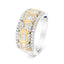 Bague en diamant multi-rang Art Déco en or blanc et jaune 10K - Taille 7