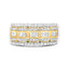 Bague en diamant multi-rang Art Déco en or blanc et jaune 10K - Taille 7