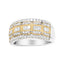 Bague en diamant multi-rang Art Déco en or blanc et jaune 10K - Taille 7