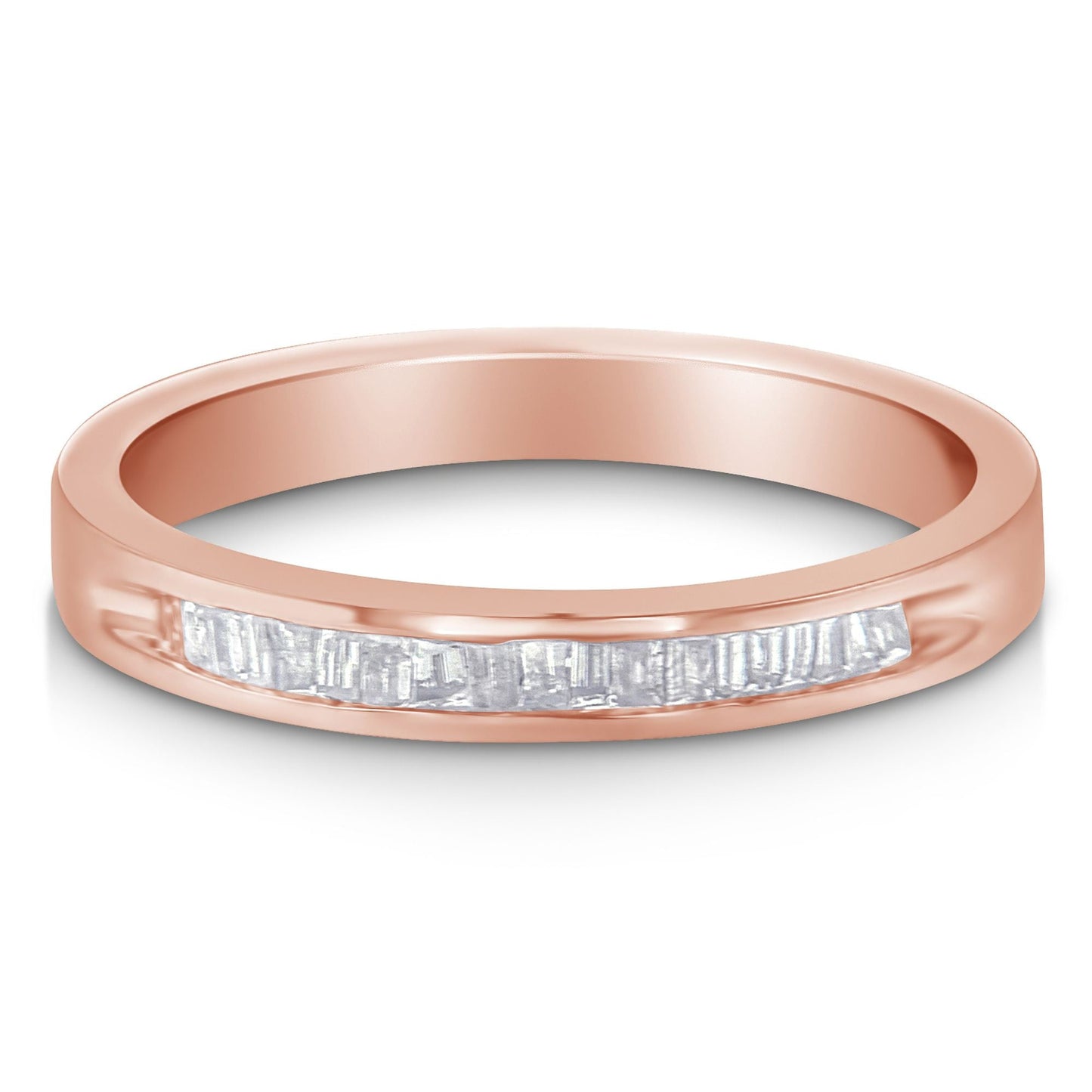 10K Rose Gold over Sterling Silver Diamond Channel-Set Band Ring - Size 6 3/4