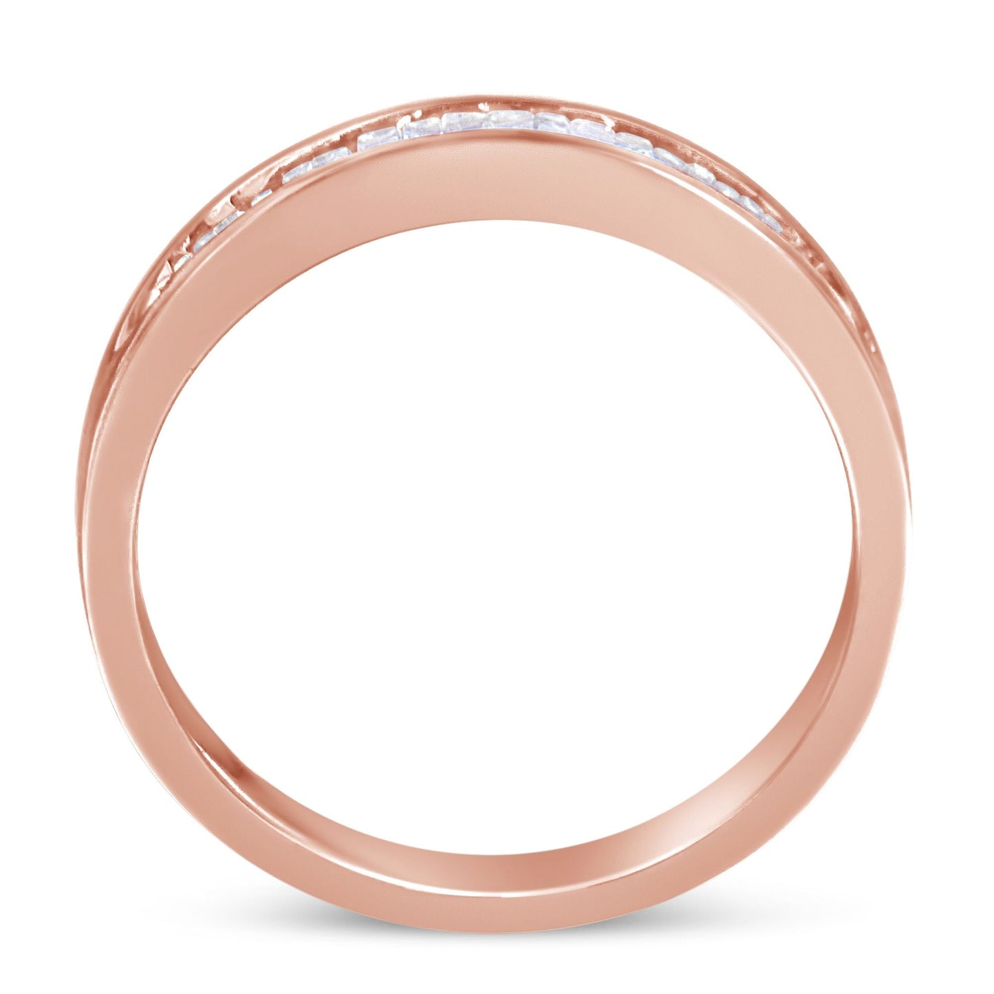 10K Rose Gold over Sterling Silver Diamond Channel-Set Band Ring - Size 6 3/4