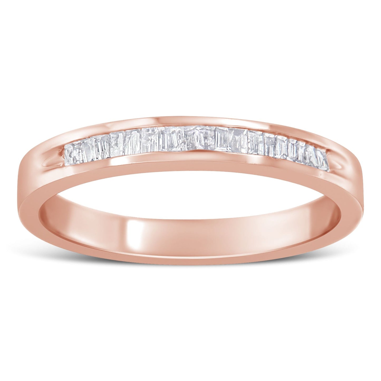 10K Rose Gold over Sterling Silver Diamond Channel-Set Band Ring - Size 6 3/4