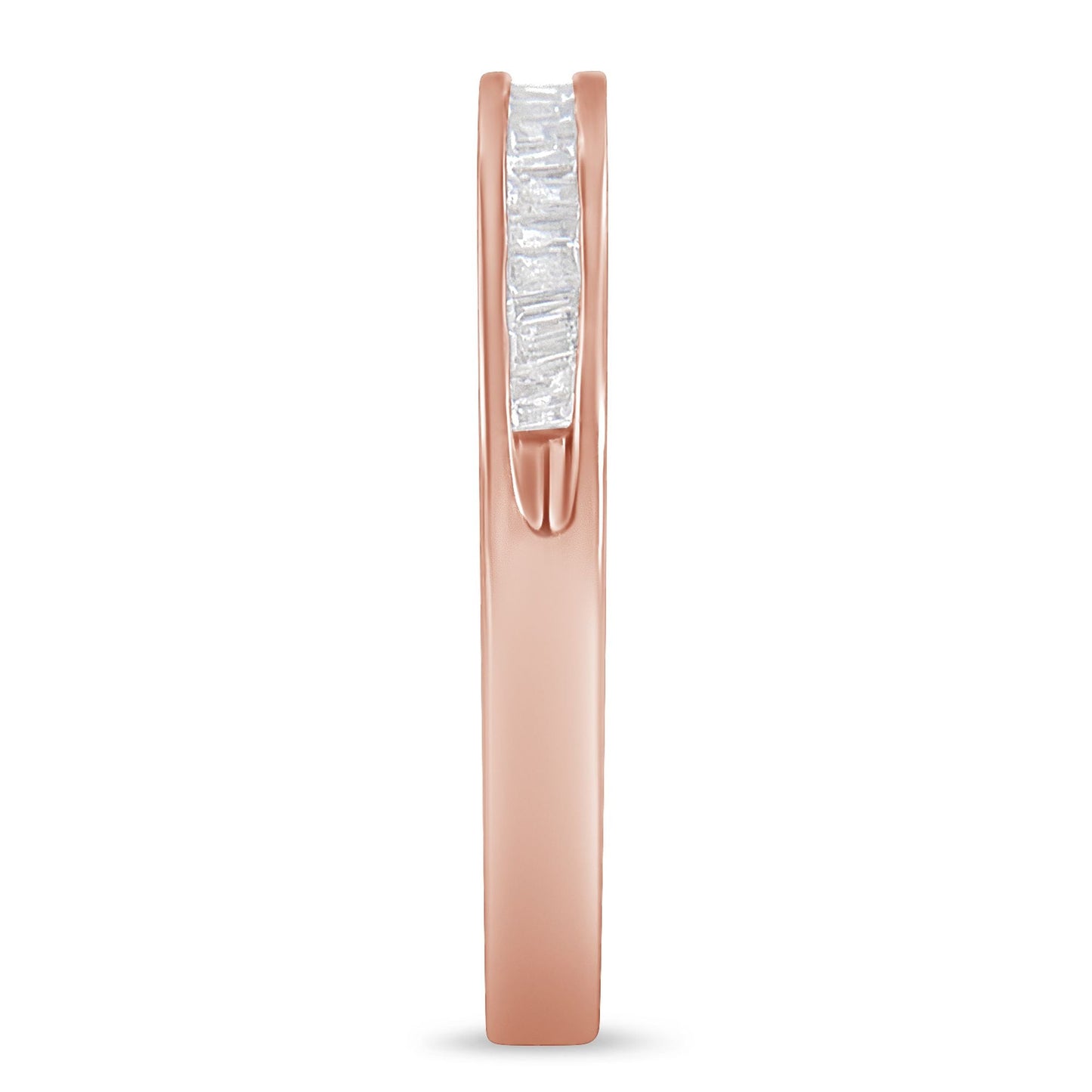 10K Rose Gold over Sterling Silver Diamond Channel-Set Band Ring - Size 6 3/4