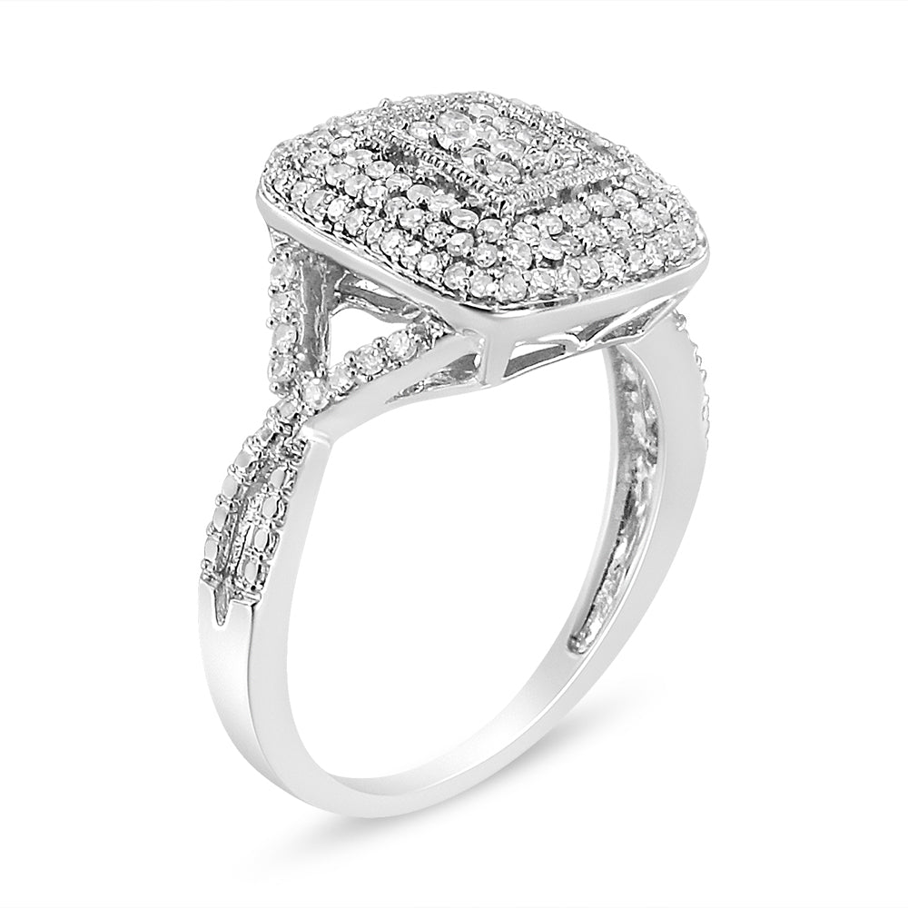 Bague en diamant en cluster taille 7 en argent sterling .925