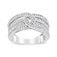 Anillo de banda de bypass de múltiples filas de diamantes de plata esterlina .925 de 1/2 Cttw - Tall