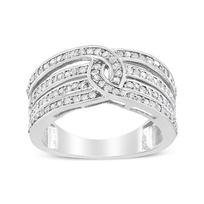 Bague en anneau multi-rang en argent sterling 0,925 avec diamants de 1/2 carat - Taille 7