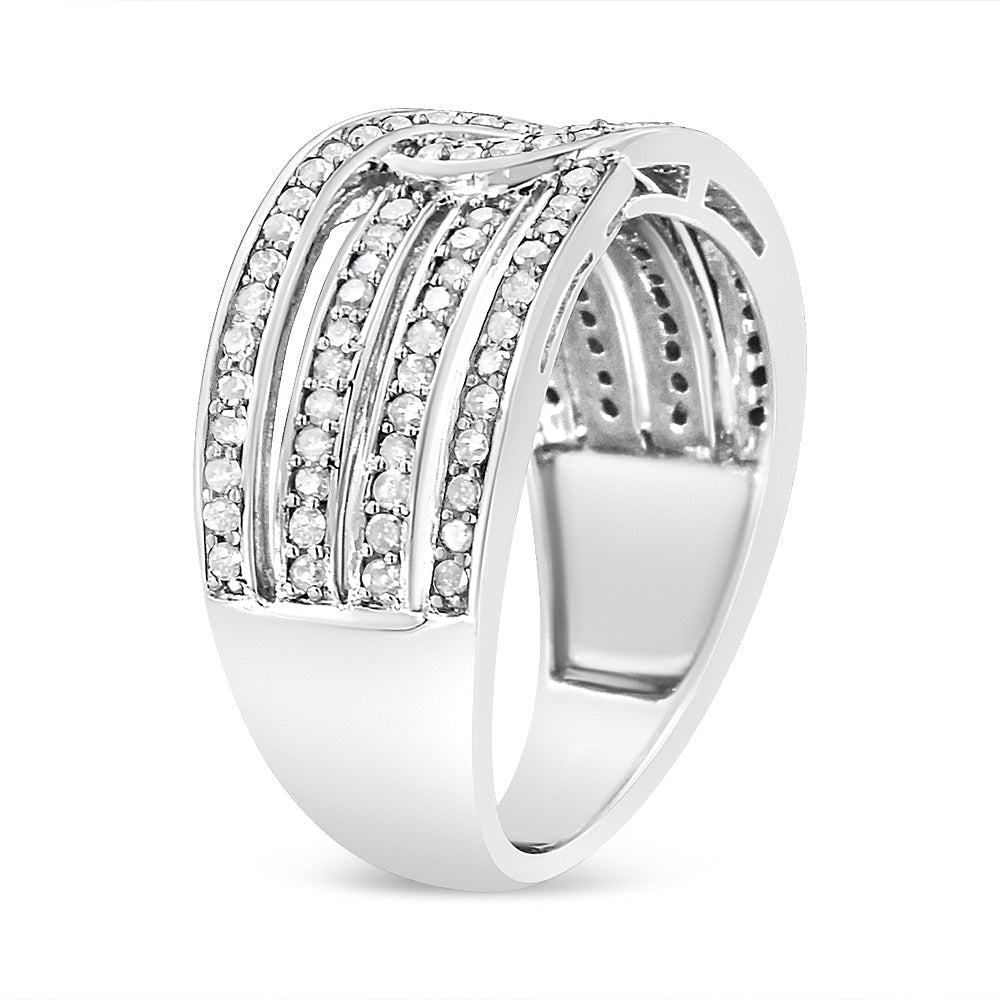 Anillo de banda de bypass de múltiples filas de diamantes de plata esterlina .925 de 1/2 Cttw - Tall
