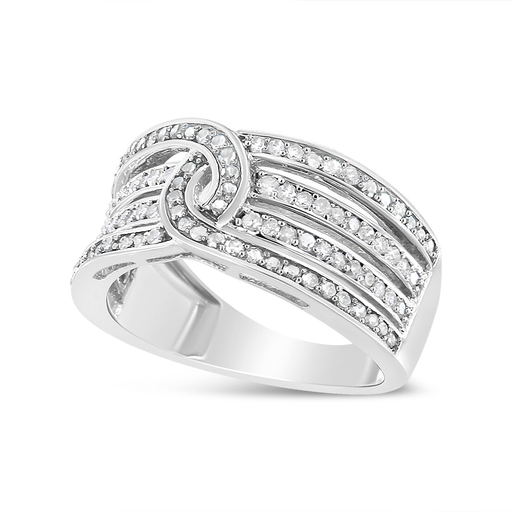 Anillo de banda de bypass de múltiples filas de diamantes de plata esterlina .925 de 1/2 Cttw - Tall