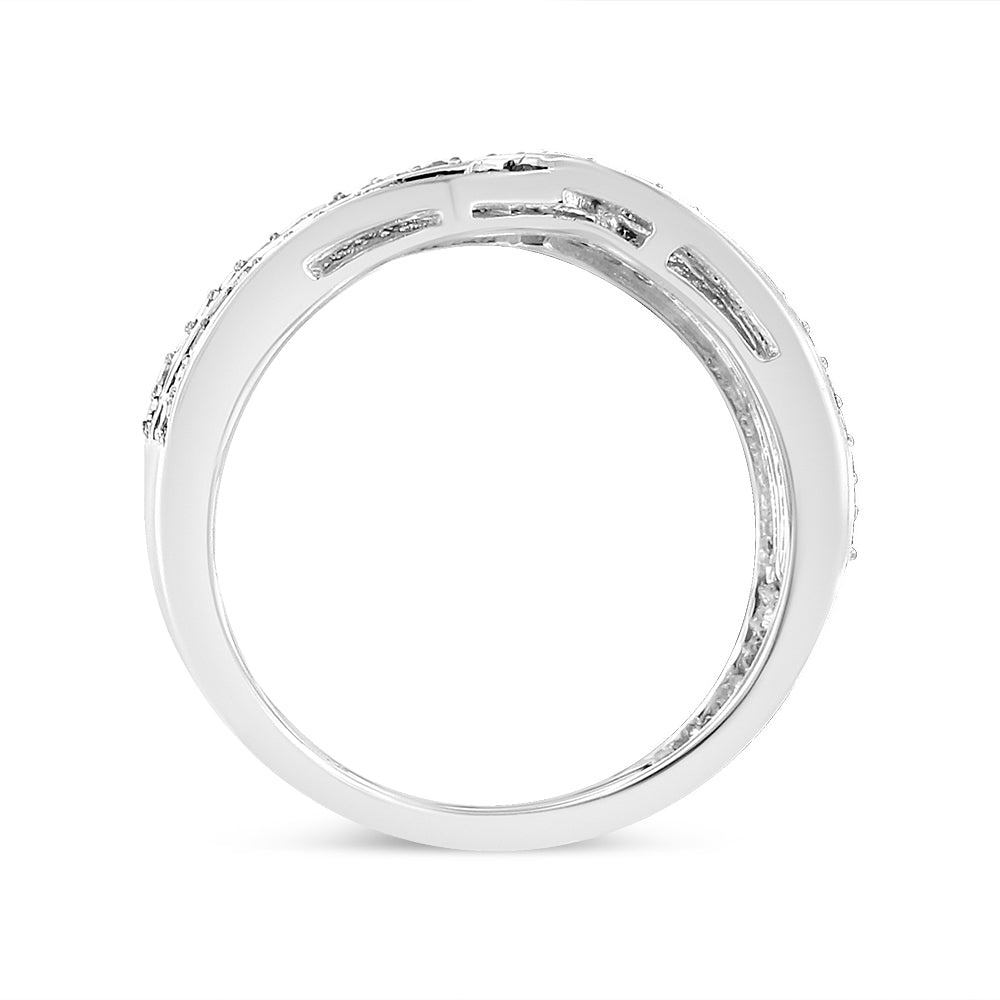Anillo de banda de bypass de múltiples filas de diamantes de plata esterlina .925 de 1/2 Cttw - Tall