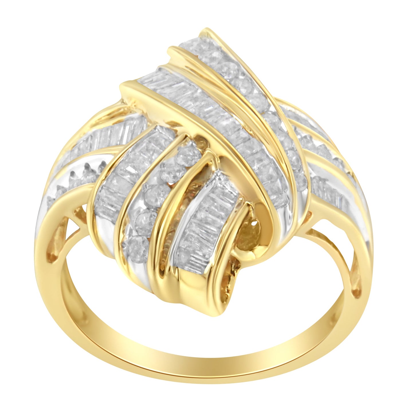 Anillo de cóctel de diamantes en oro amarillo de 10K - Talla 8