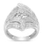 Anillo de cóctel de diamantes en forma de flor y helecho de plata esterlina .925 - Talla 6