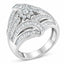 Anillo de cóctel de diamantes en forma de flor y helecho de plata esterlina .925 - Talla 6