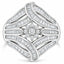 Anillo de cóctel de diamantes en forma de flor y helecho de plata esterlina .925 - Talla 6