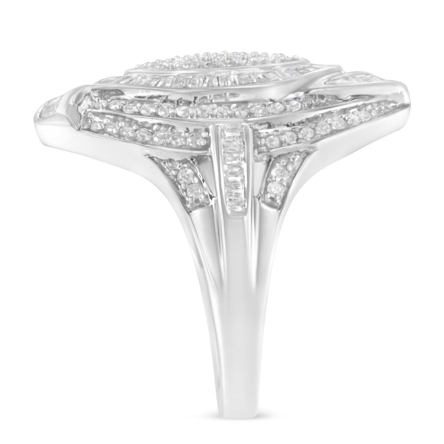 Anillo de triple halo de clúster marquise de diamantes en plata esterlina .925 - Talla 6