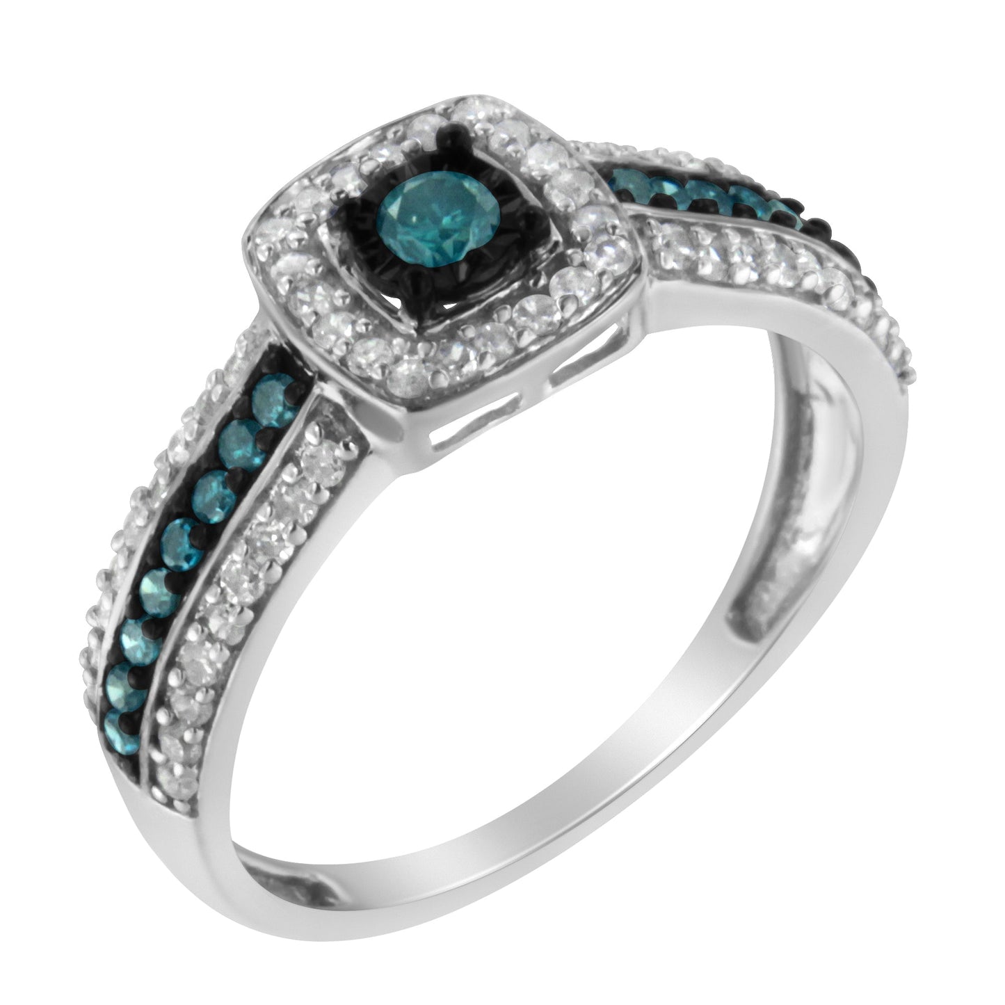 Anillo de Compromiso de Diamante Azul Tratado de Plata Esterlina .925 - Talla 6