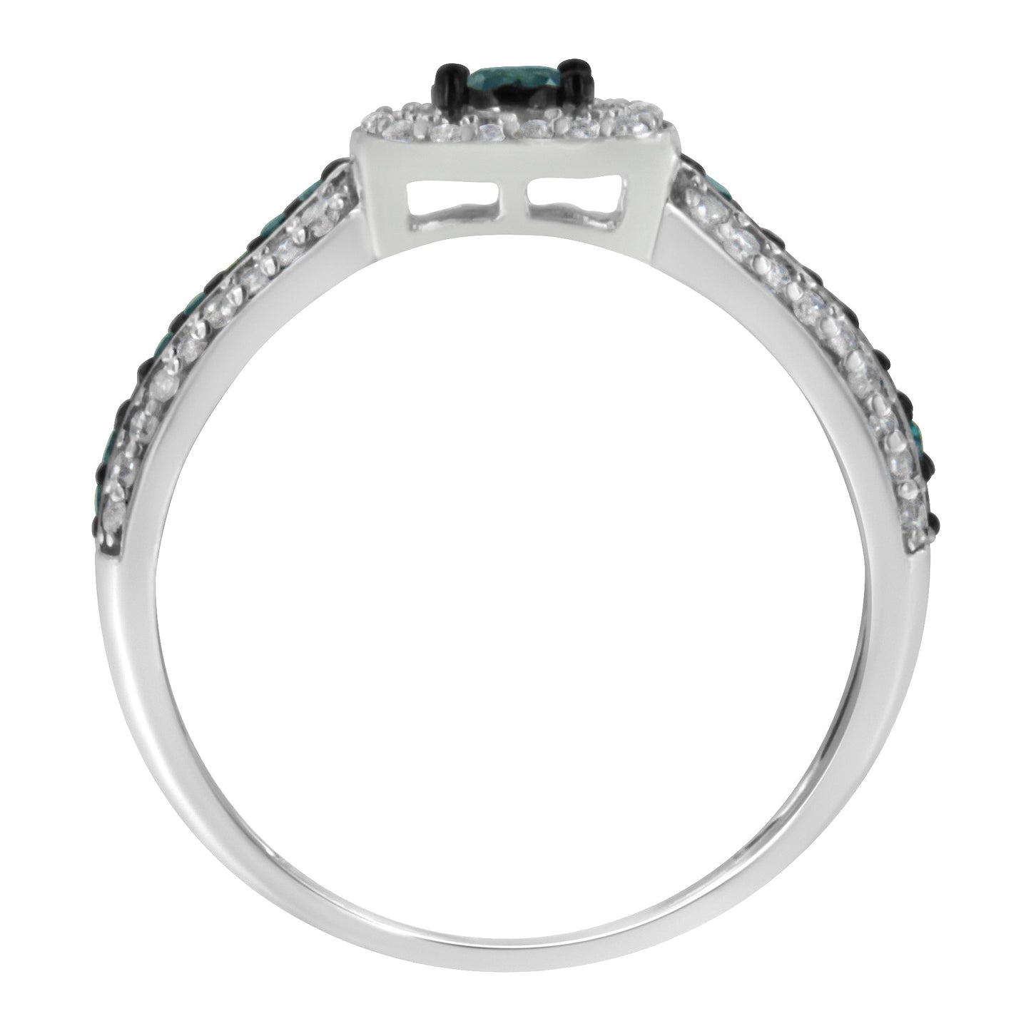 Anillo de Compromiso de Diamante Azul Tratado de Plata Esterlina .925 - Talla 6