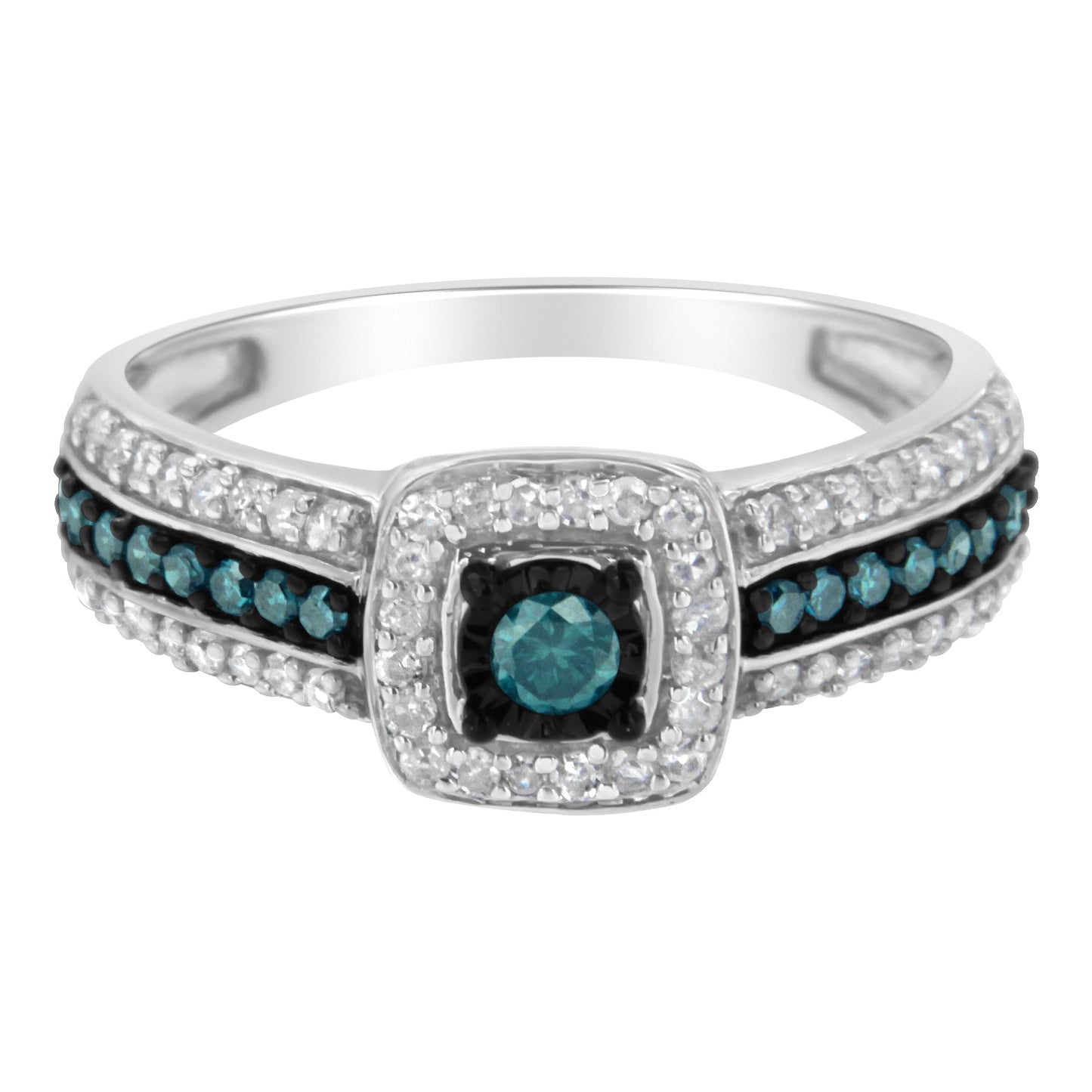 Anillo de Compromiso de Diamante Azul Tratado de Plata Esterlina .925 - Talla 6