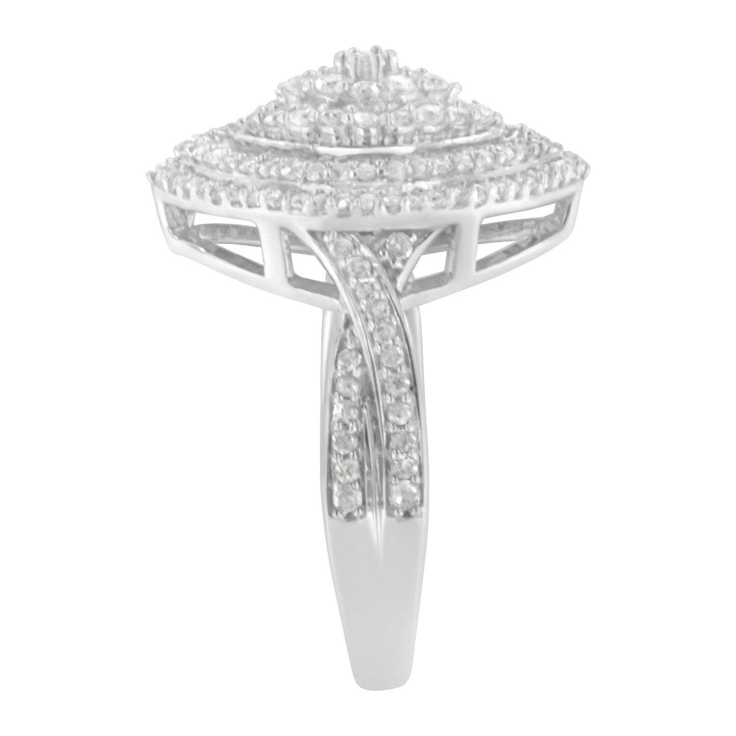 Bague cocktail en diamant halo en argent sterling .925 - Taille 7