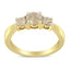 Bague en diamant à trois pierres en or jaune 10K