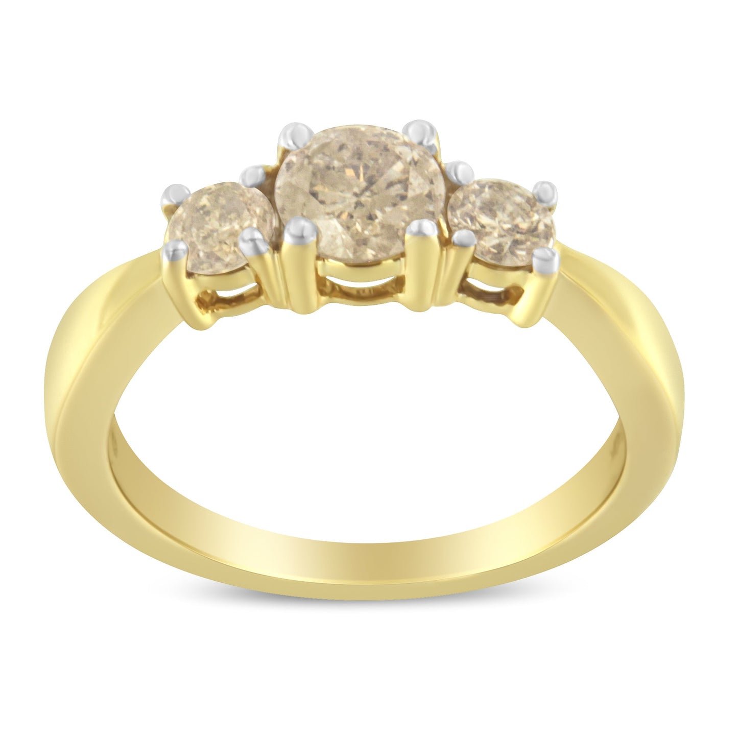 Bague en diamant à trois pierres en or jaune 10K