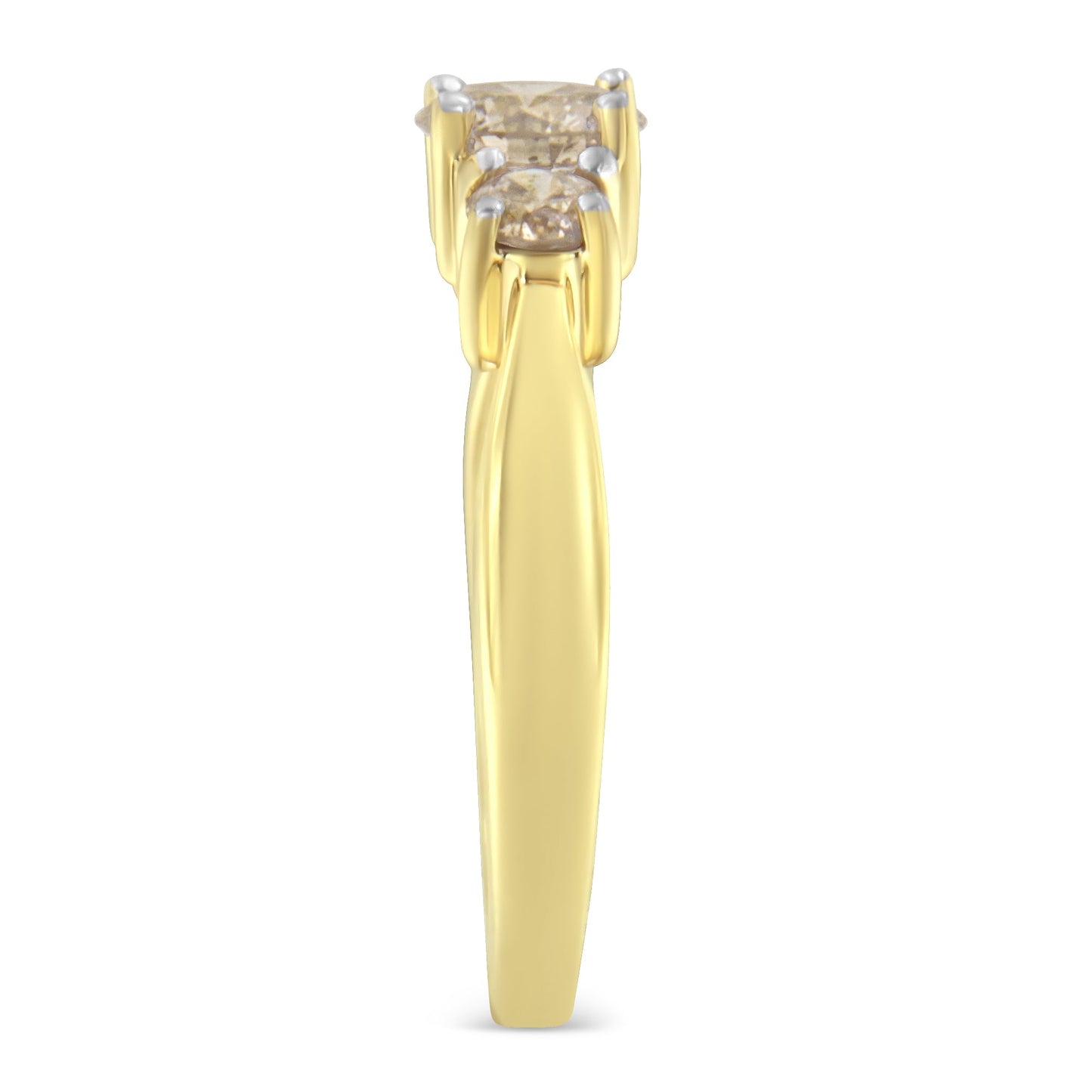 Bague en diamant à trois pierres en or jaune 10K