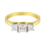 Bague en or jaune 10K avec diamants taille princesse à trois pierres - Taille 6