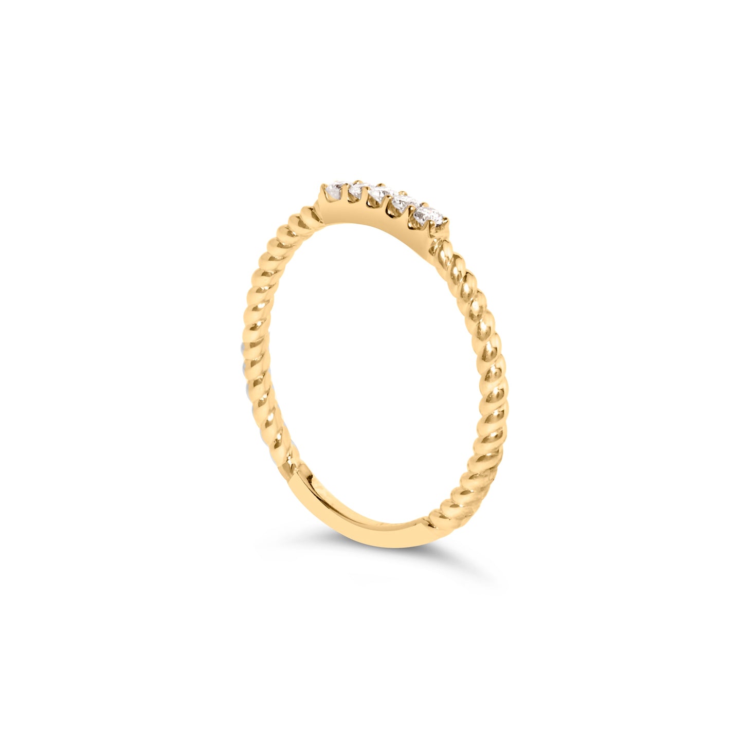 Bague en or jaune 10K avec 5 diamants de 1/10 Cttw et tige tressée