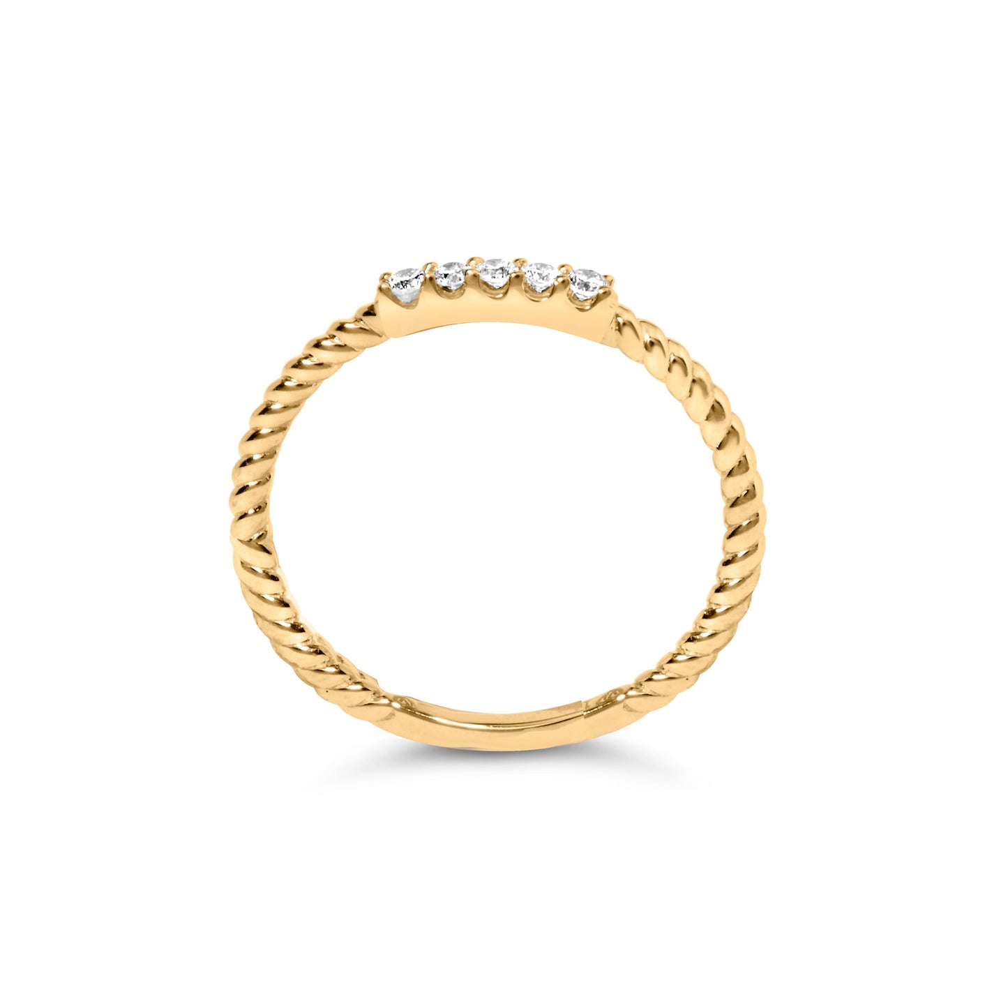Bague en or jaune 10K avec 5 diamants de 1/10 Cttw et tige tressée