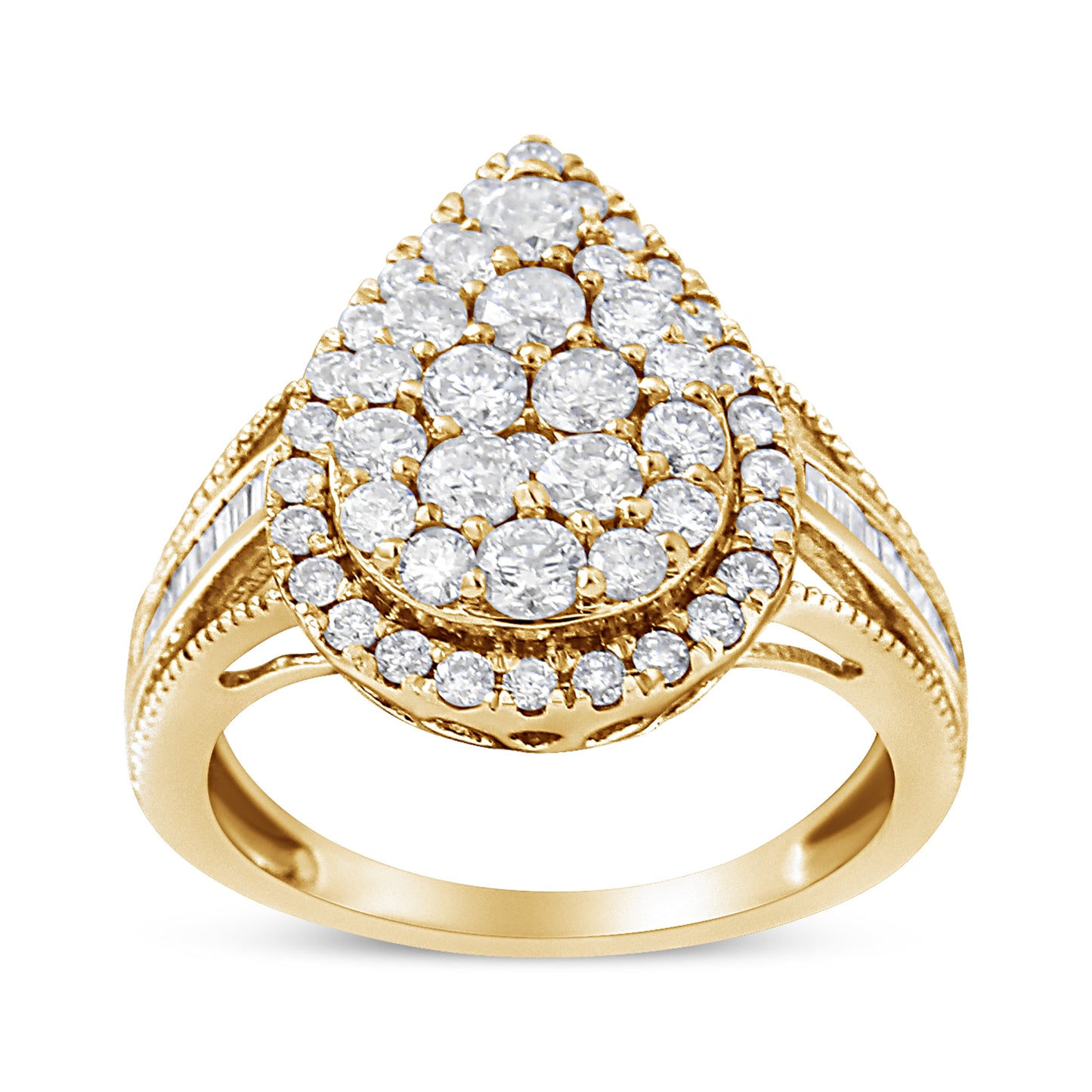 10K Yellow Gold Plated .925 Sterling Silver Diamond Cocktail Ring - Size 7