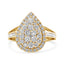 10K Yellow Gold Plated .925 Sterling Silver Diamond Cocktail Ring - Size 7