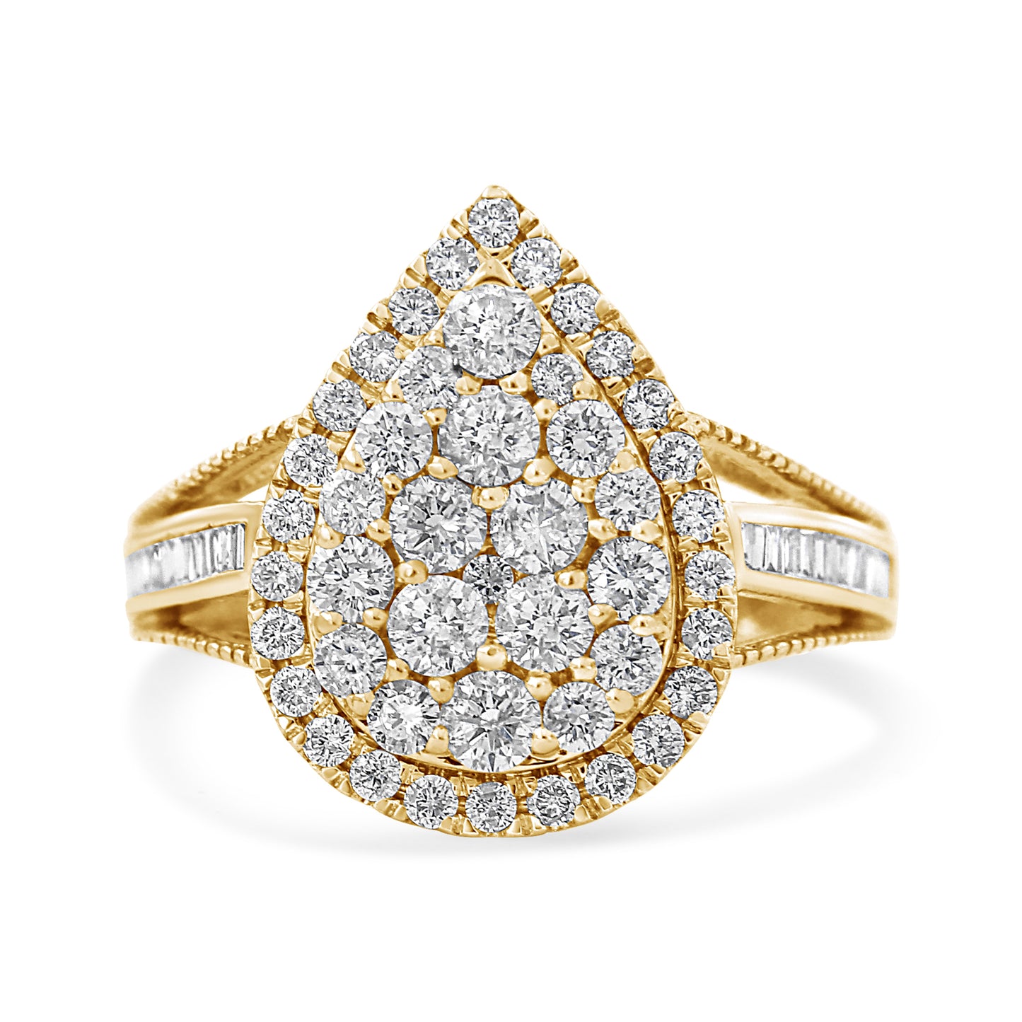 10K Yellow Gold Plated .925 Sterling Silver Diamond Cocktail Ring - Size 7