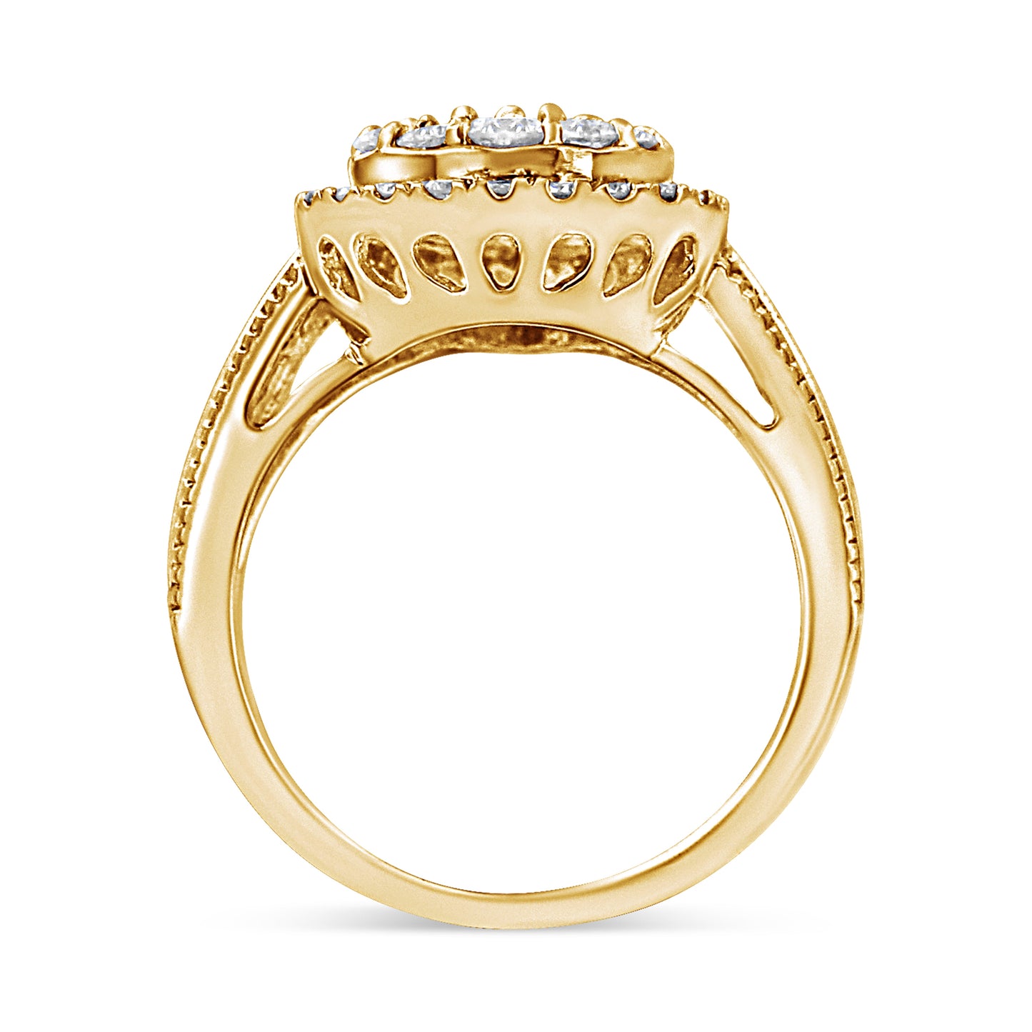 10K Yellow Gold Plated .925 Sterling Silver Diamond Cocktail Ring - Size 7