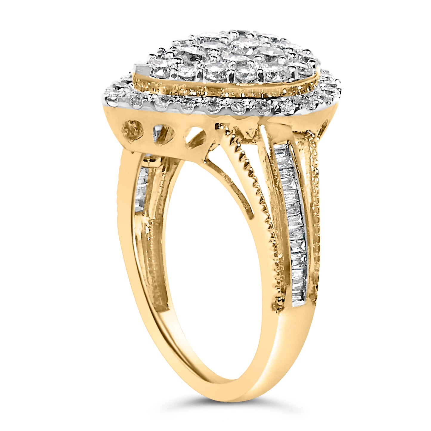 10K Yellow Gold Plated .925 Sterling Silver Diamond Cocktail Ring - Size 7
