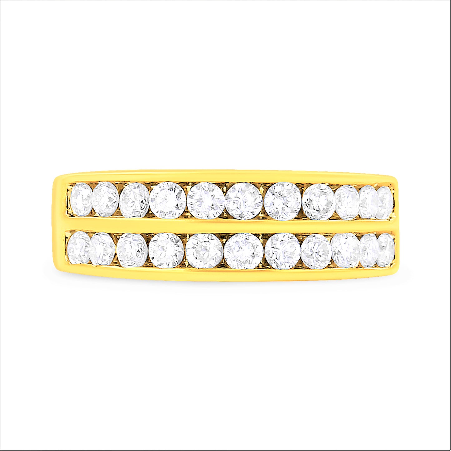 Anillo de banda de diamantes de dos filas de oro amarillo de 10K - Talla 6