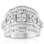 Anillo de cóctel de diamantes de múltiples filas de plata esterlina .925 - Talla 7