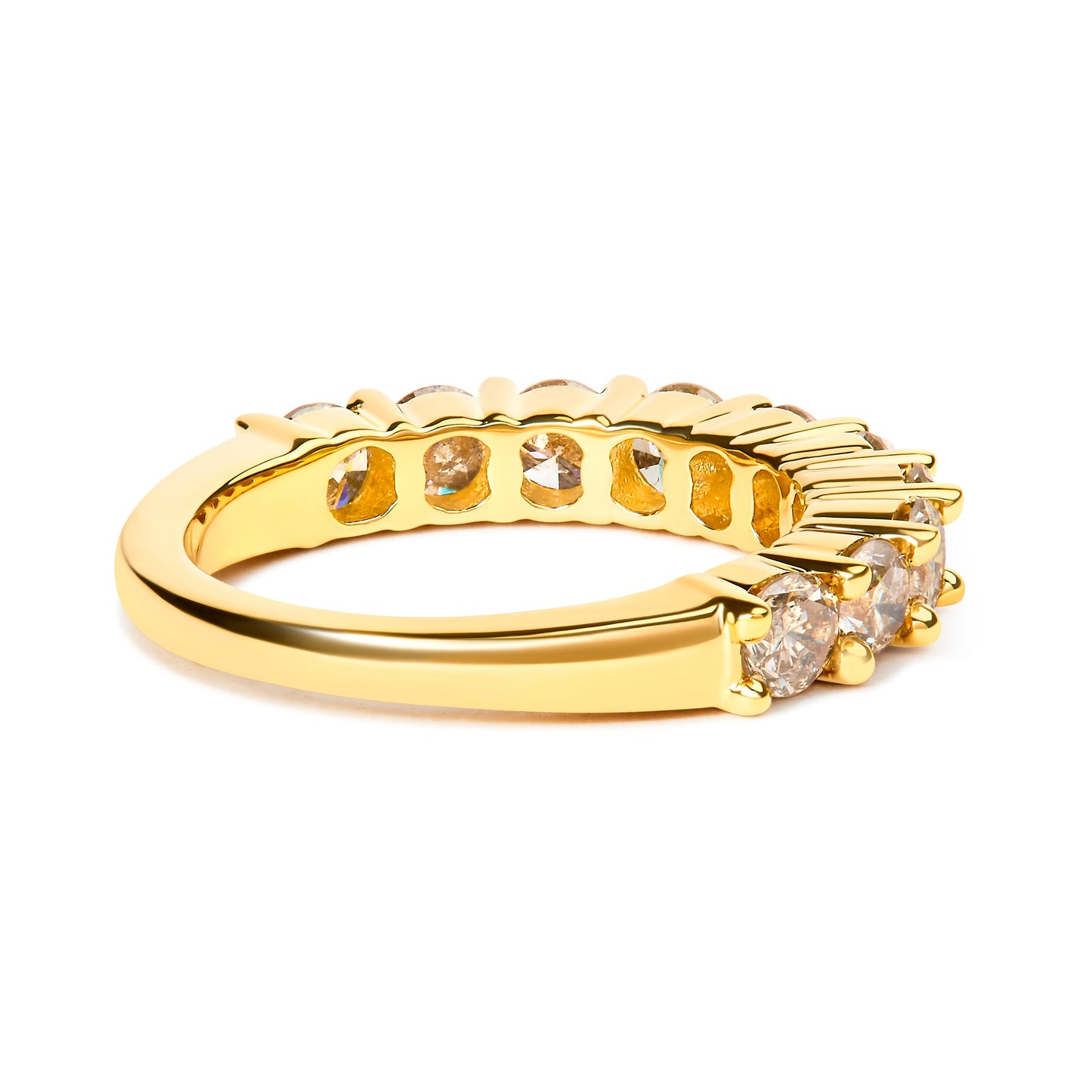 14K Yellow Gold Plated Sterling Silver Diamond Anniversary Band Ring - Size 6