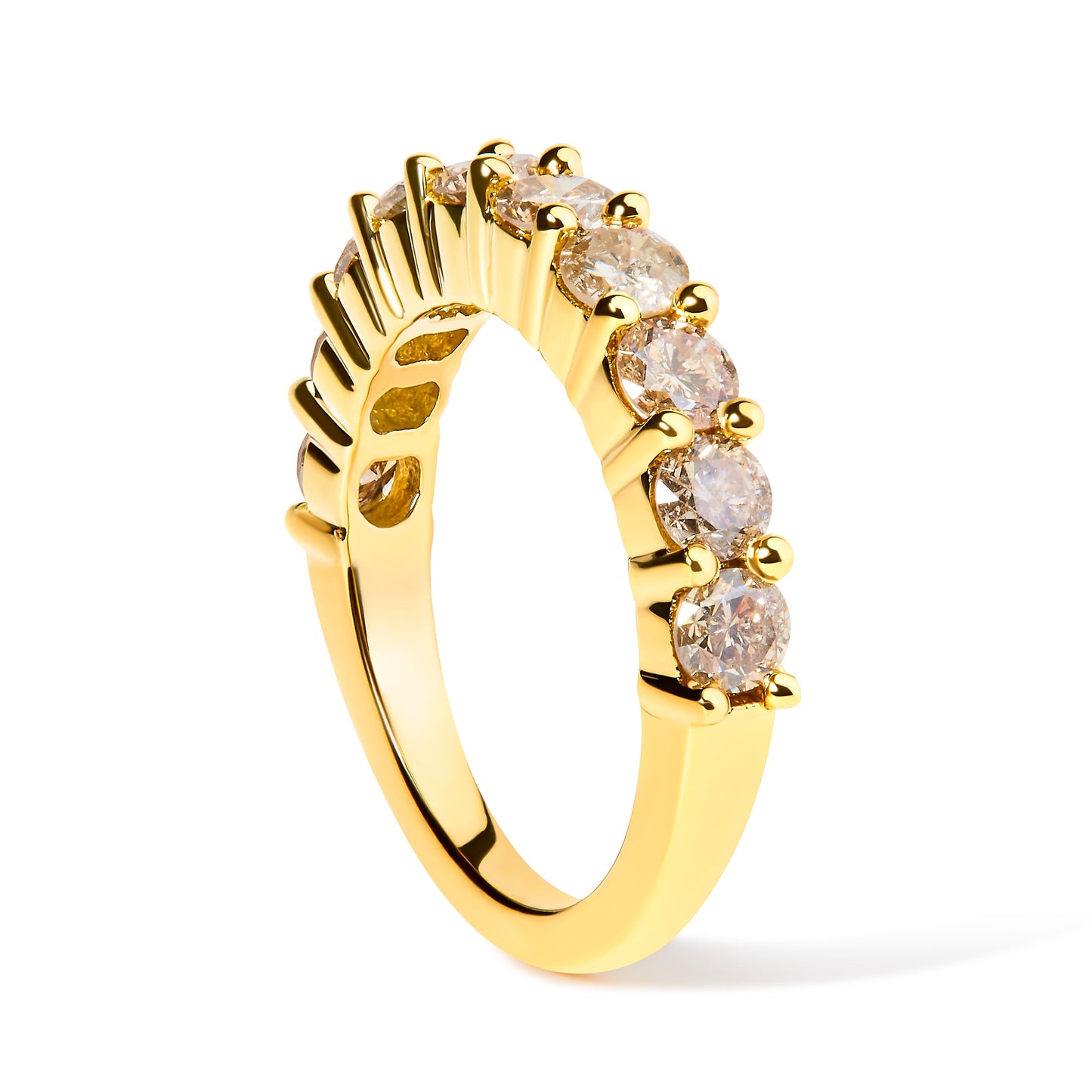 14K Yellow Gold Plated Sterling Silver Diamond Anniversary Band Ring - Size 6
